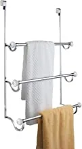 Interdesign York Over The Shadow Door Towel Rack For 3 Towels, Chrome/White - 111467