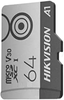 بطاقة Hikvision Micro SD Card 64G / MicroSDXC ™ / 64GB / TLC / C10، U1، V30 سرعة قراءة تصل إلى 95 ميجابايت / ثانية ، وسرعة كتابة 55 ميجابايت / ثانية.