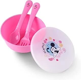 Disney Minnie Mouse Bowls with Spoon and Fork for Babies - Ultra-durable for Babies & Toddlers, Freezer Safe, 6+ months (Official Disney Product)