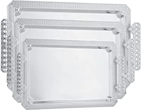 Al Saif 3 Pieces Iron Serving Tray Size: /Medium/Large/Extra Large, Color: Silver