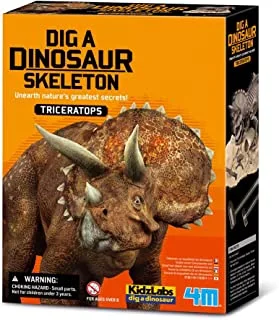 4M Kidz Labs Dig a Dinosaur Triceratops Skeleton, Brown