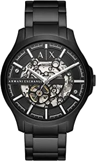 A|X Armani Exchange Men's Automatic Three-Hand, Black-Tone Stainless Steel Watch, AX2418