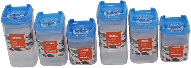 Lawazim 6-Piece Sealed Food ContainerSquare Blue (S-M-L) BUN1036