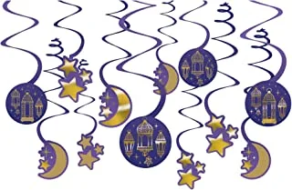 Amscan Eid Mubarak Foil Swirl Hanging Decor - 12Pc