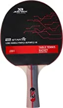Joerex Professional Table Tennis Racket Paddle Wood Board By Hirmoz, Sponge Rubber Blade Flared Handle - 2 Star Ping Pong Racket Long Handle Blade - 1 Piece< Red, One Size