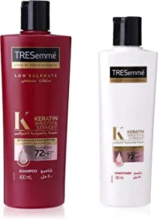 TRESEMMÉ Keratin Smooth & Straight Shampoo with Argan oil, 400ml + TRESEMMÉ Keratin Smooth & Straight Conditioner, 180ml