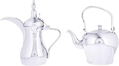 Al Saif 2 Pieces Stainless Steel Tea Kettle Set Size: 0.9/1.6 Liter, Color: Chrome