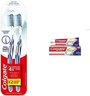 1 Colgate Slim Soft Advance Multipack ToothBRush - 2Pk + 1 Colgate Total 12 Hour Protection Advanced Whitening Toothpaste 100Ml