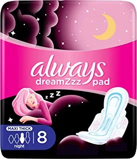 Always Dreamzz pad, Cotton Soft Maxi Thick, Night long, 8 Count