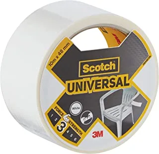 Scotch Universal Duct Tape 10m x 48mm, 1 roll/pack | White color | For general purpose | Holds quickly and reliably | For everyday repairs and projects