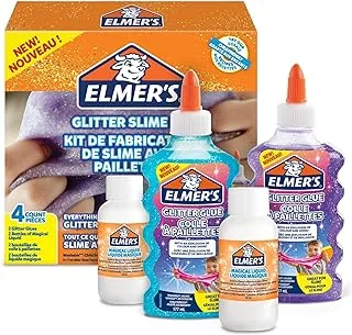 Elmer’S Glitter Slime Kit with Purple & Blue Glitter Glue , 2 Bottles of Magical Liquid Slime Activator, 4 Count