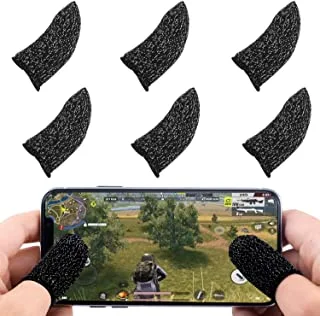 Newseego Mobile Game Controller Finger Sleeve Sets [6 Pack], Anti-Sweat Breathable Full Touch Screen Sensitive Shoot Aim Joysticks Finger Set for PUBG/Knives Out/Rules of Survival-Black