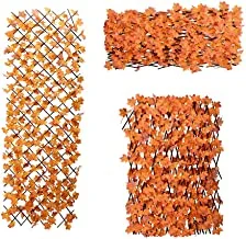 YATAI Wholesale 12 Pcs Bamboo Wooden Fence with Artificial Plants Orange Maple Leaves Expandable Wicker for Home Garden Decoration