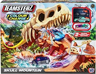 مجموعة اللعب Teamsterz Color Change Skull Mountain Play مع سيارتين