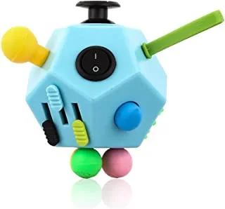 UOOEFUN 12 Side Fidget Cube,Fidget Toy Cube Relief Stress and Anxiety Depression Anti for Kids and Adults with ADD, ADHD, OCD, Autism(Blue & Mix Colors B3)