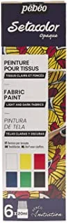 Pebeo Setacolor Opaque Assorted Fabric Color 20 ml, 6-Bottles
