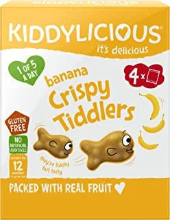حلوى الموز المقرمشة من Kiddylicious - حلوى الفاكهة الحقيقية اللذيذة للأطفال - مناسبة لعمر +12 شهرًا - 4 × 12 جرام (48 جم)