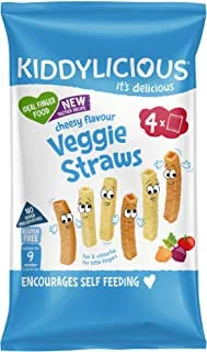 Kiddylicious Cheesy Straws ، مناسبة لعمر 9+ أشهر ، عبوة من 4 × 12 جم (48 جم)