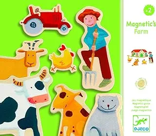Djeco Farm Wooden Magnetic Puzzle, Multicolor - DJ03110