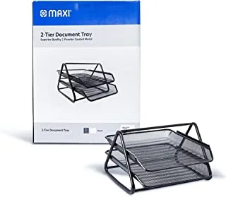 Maxi Mesh Document Tray Black,Metal A4 Paper Office Mesh Document Paper Tray, Letter Organizer Holder Desktop Accessories 2 Tires, 2TRBL