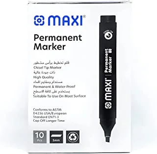 Maxi MX-80BL10 Permanent Marker Chisel 10 Pieces, Black