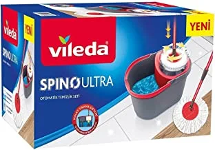 Vileda Spino Ultra Floor Cleaning Spin Mop Set, with Microfiber head. Grey, 170644