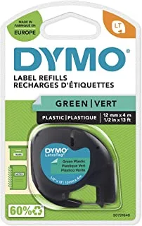 DYMO LETRA TAG TAPE 12MMX4M PLASTIC GREEN
