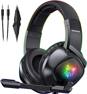 ONIKUMA K19 Gaming Headset -Xbox One Headset PS5 Headset with 7.1 Surround Sound Pro Noise Canceling Gaming Headphones with Mic & RGB LED Light Compatible with PS4, Xbox One,PC(Adapters Not Included)