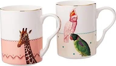 Yvonne Ellen Parrot and Giraffe Mug 2-Pieces