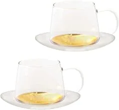 Cristina Re Estelle Glass Teacup and Saucer 2 Pieces Set, Clear
