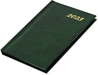 دفتر يوميات للجيب من Fis 2023 بغلاف صلب إنجليزي من الفينيل - أخضر - FSDI12EN23GR