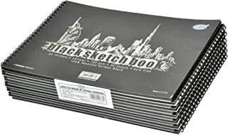 12-Piece FIS Black Spiral Sketchbook A4 Acid Free Paper, 20-Sheets, 180GSM - FSSKS20BKA4180