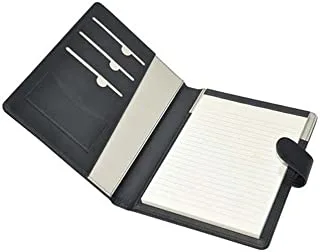 FIS FSGT1823PUWBK Single Ruled Executive Folder with Italian PU Cover, 80 Sheets, 18 cm x 23 cm Size, Black