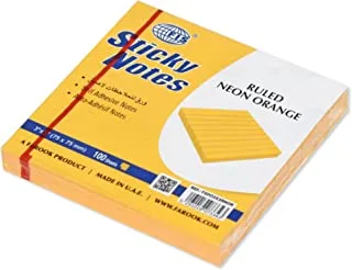 FIS Sticky Note Pad, 3X3 inches, Pack of 12, Ruled Neon Orange -FSPO3X3RNOR