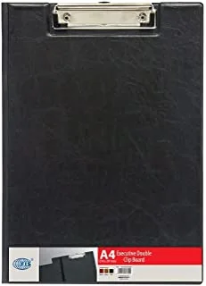 لوحات بمشبك ديلوكس مزدوجة مع مشبك سلكي من FIS PVC ، مقاس A4 ، أسود