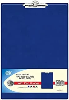 لوح مشبك PVC ذكي مع حامل قلم من FIS ، مقاس F4 ، أزرق