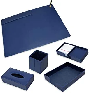FIS FSDS221BL Desk Set in Gift Box 5-Pieces, Blue