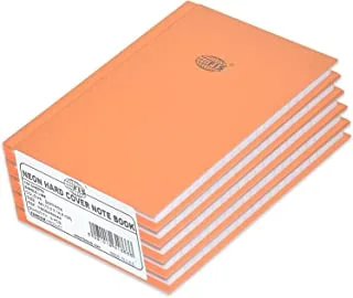 FIS FSNBA6N240 Single Line Neon Hard Cover Notebook 5-Pieces, A6 Size, Saffron
