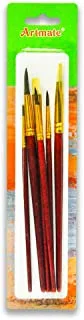 Artmate Artist Brushes Assorted (3 Round / 1 Flat Brushes), Set Of 4 Pieces - JIABCH-BS202