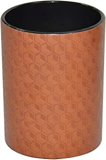 FIS FSPHPUBRD3 Italian PU Pen Holder with Embossed Designs and Sewing, Brown