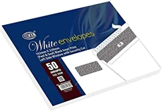 FIS FSWE1026PSLB50 Peel and Seal Envelope 50 قطعة ، مقاس 162 مم × 229 مم ، أبيض