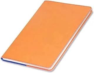 FIS Fsnba6or 96 Sheets Single Ruled Italian PU Cover Executive Soft Cover Notebook with Gift Box, A6 Size, Orange