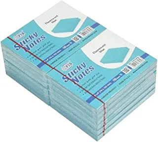 FIS FSPO34FBL Sticky Note Pads, 100 Sheets, 12-Pack, 3-inch x 4-inch Size, Fluorescent Blue