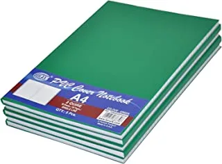 دفتر ملاحظات بغطاء بولي كلوريد الفينيل أحادي الخط من FIS FSNBA42QPVCGR 5 قطع ، 96 ورقة / 192 صفحة ، مقاس A4 ، أخضر
