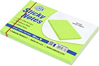 FIS Sticky Note Pad, 4X6 inches, Pack of 6, Ruled Neon Green -FSPO4X6RNGR