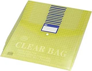 FIS Pack of 12 Pieces Clear Bag With Name Card Pocket Yellow
