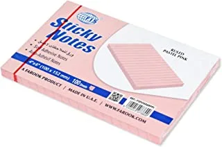 FIS Sticky Note Pad, 4X6 inches, Pack of 6, Ruled Pastel Pink -FSPO4X6RPPI