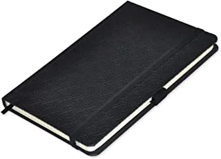 FIS Executive Notebook, Size 13x21CM, 96 Sheets 5MM Square With Elastic PU Window Black Design 4 -FSNBEX5M1321BK4