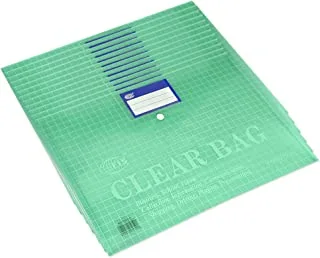 FIS Pack of 12 Pieces Clear Bag With Name Card Pocket Green