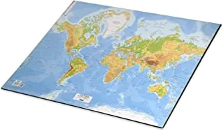 FIS PVC Desk Blotter with World Map 440X570mm, English - FSDE44X57EN